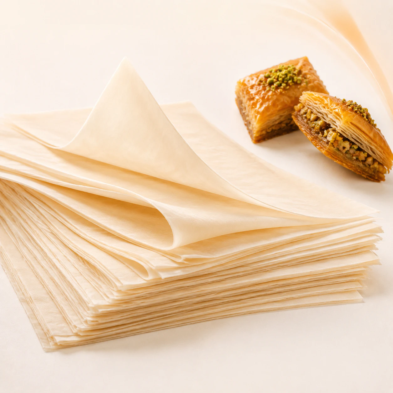 Thin Filo (Baklava) for commercial food production